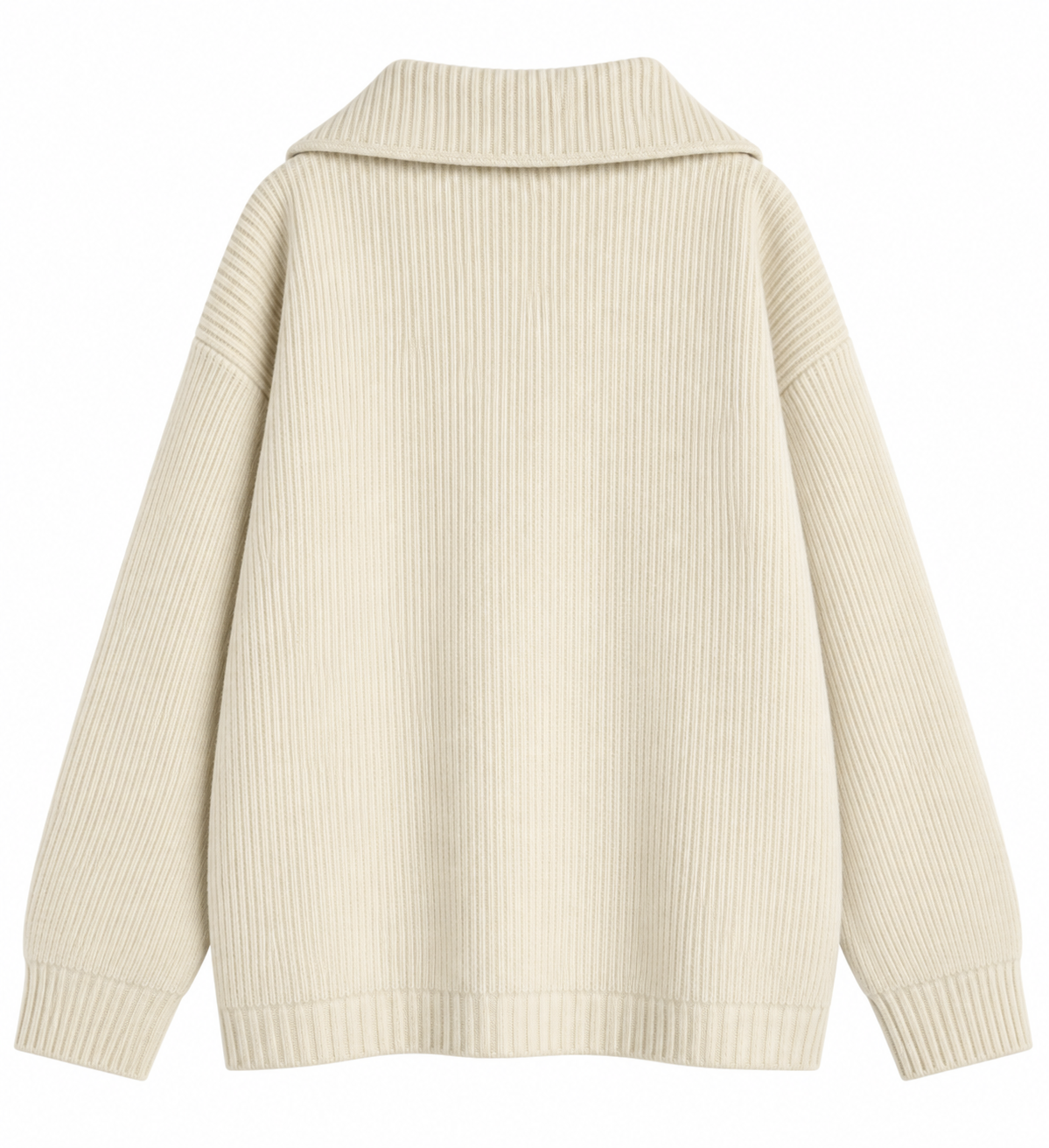 Ribbed Zip-Up Collar Sweater