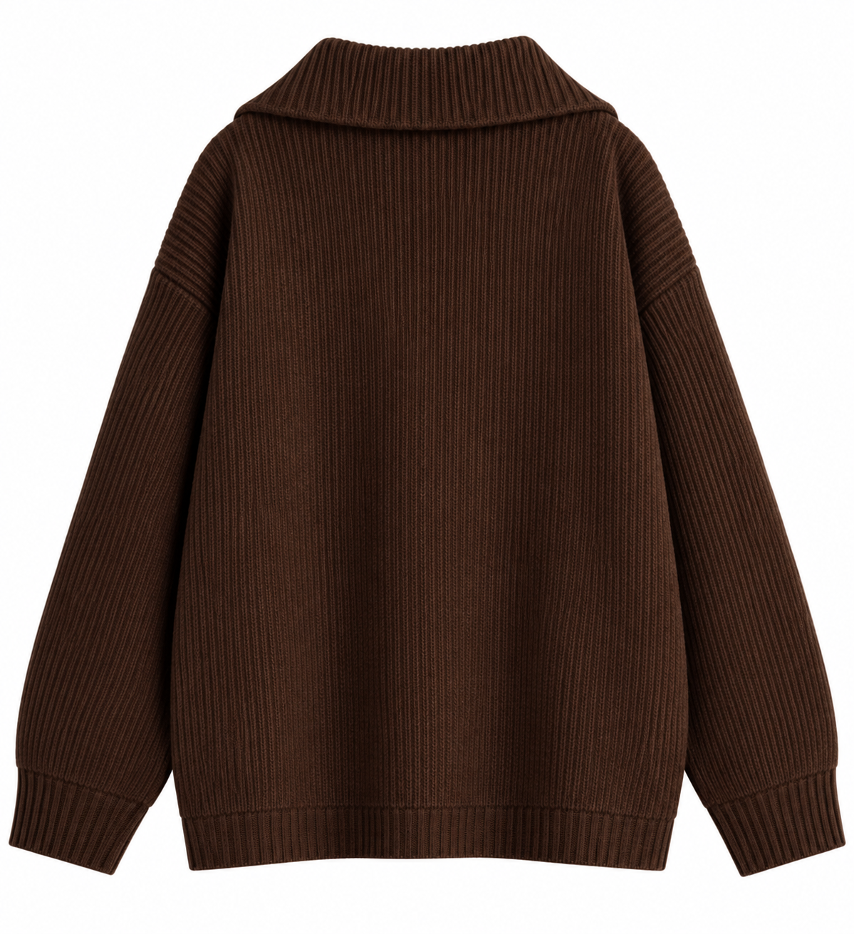 Ribbed Zip-Up Collar Sweater
