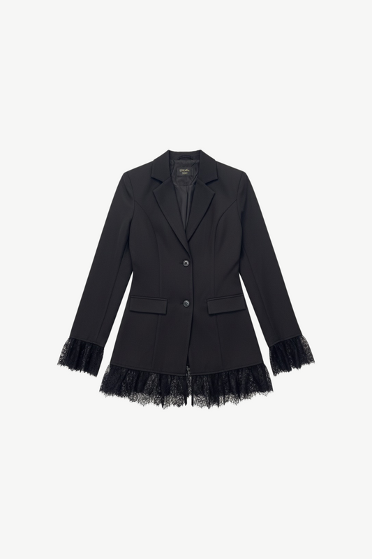 Blazer with Lace Hem