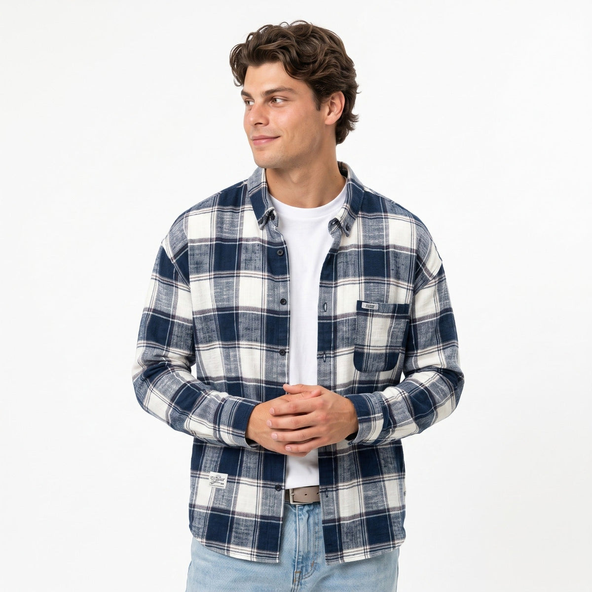 Retro-Style Cotton Plaid Shirt