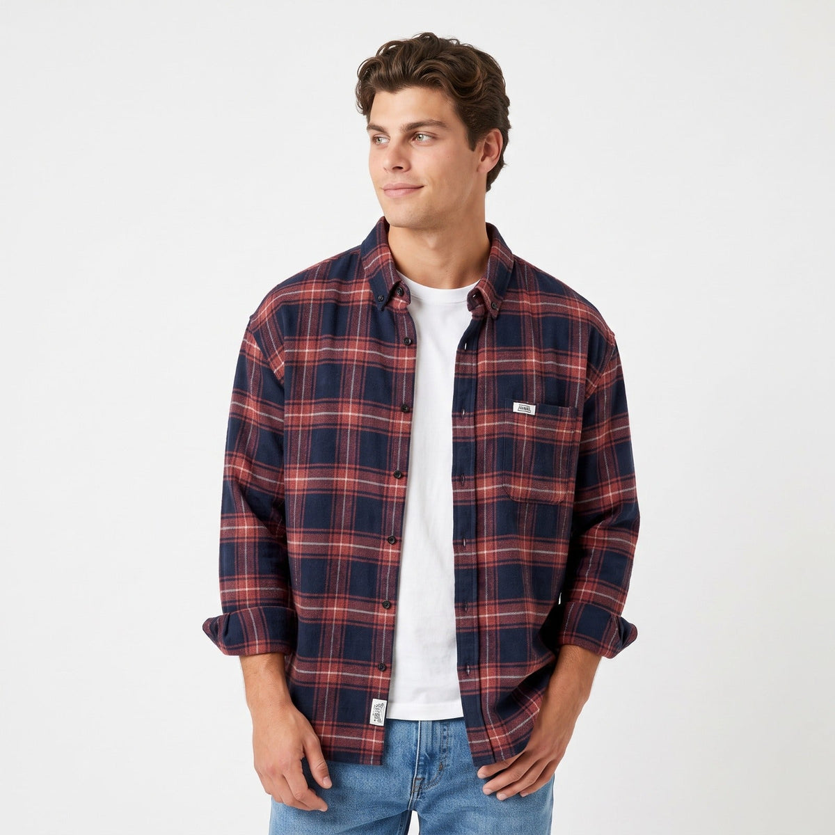 Retro-Style Cotton Plaid Shirt