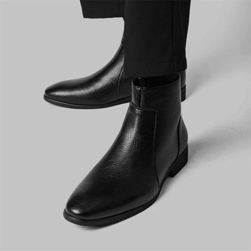Zip Genuine Leather Boots