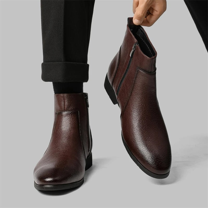 Zip Genuine Leather Boots