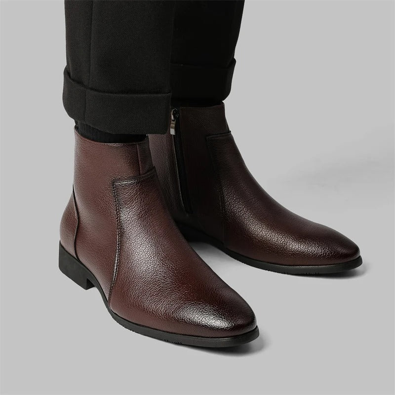 Zip Genuine Leather Boots