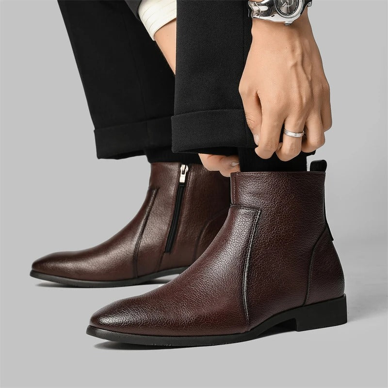 Zip Genuine Leather Boots