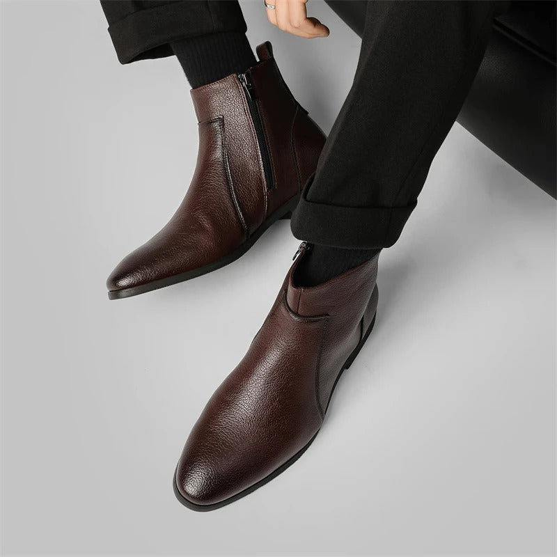Zip Genuine Leather Boots