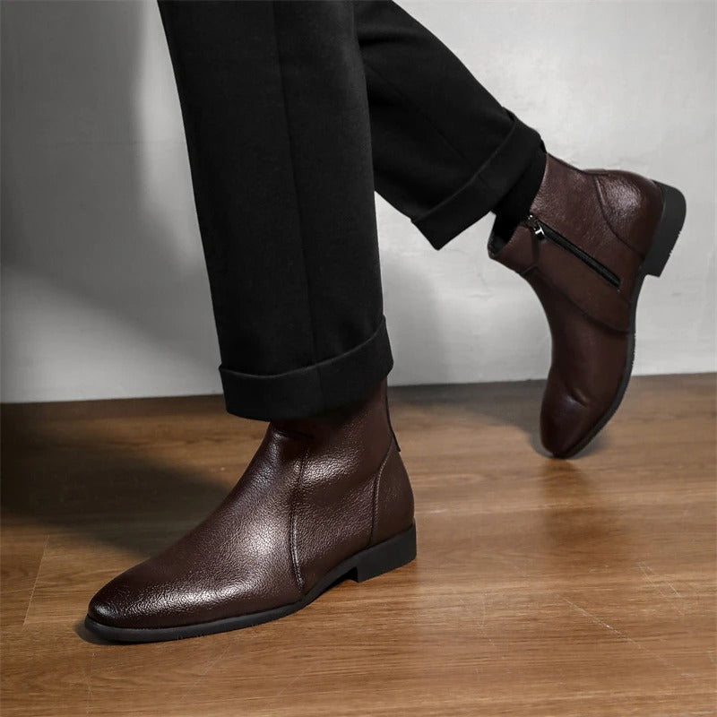 Zip Genuine Leather Boots
