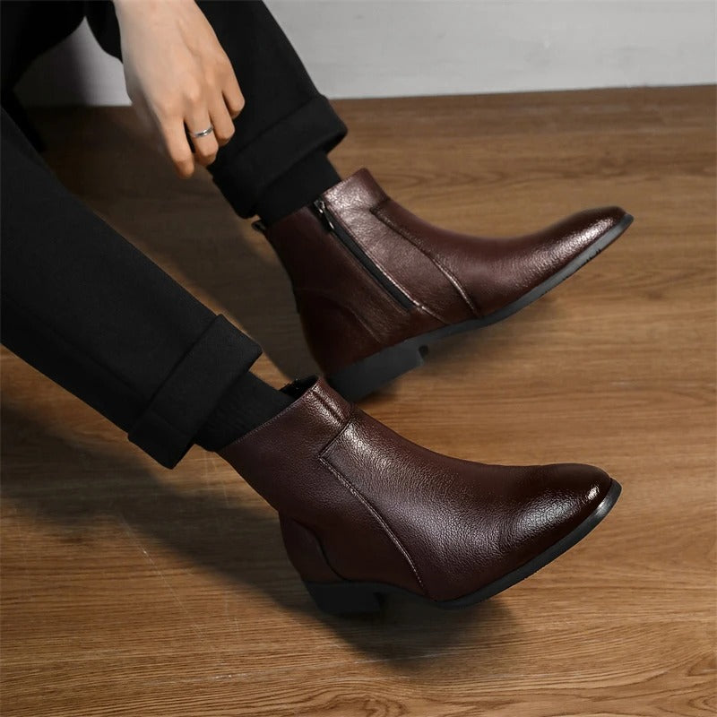 Zip Genuine Leather Boots