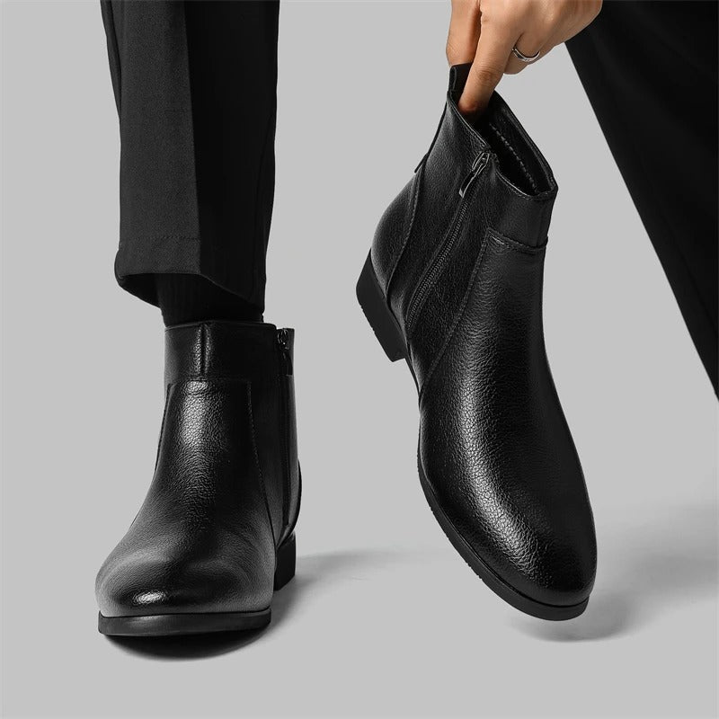Zip Genuine Leather Boots